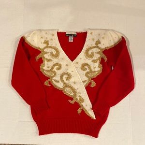 VINTAGE DANA SCOTT 1980'S DEADSTOCK RED, WHITE & GOLD SWEATER (S)